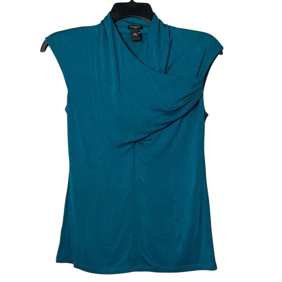 Ann Taylor Womens Sleeveless Cross Over Blouse Size Medium Green‎ - Picture 1 of 6